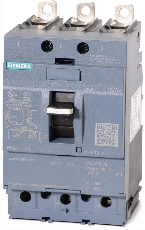 Автоматический выключатель Siemens 3va4190-5ed34-0aa0 90amp circuit breaker type