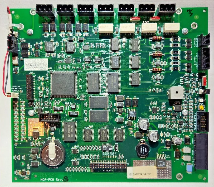 Плата Notifier NCA-PCA Rev B Fire Alarm Network Control Board w/ Optrex DMF-5077 — фото лота 1