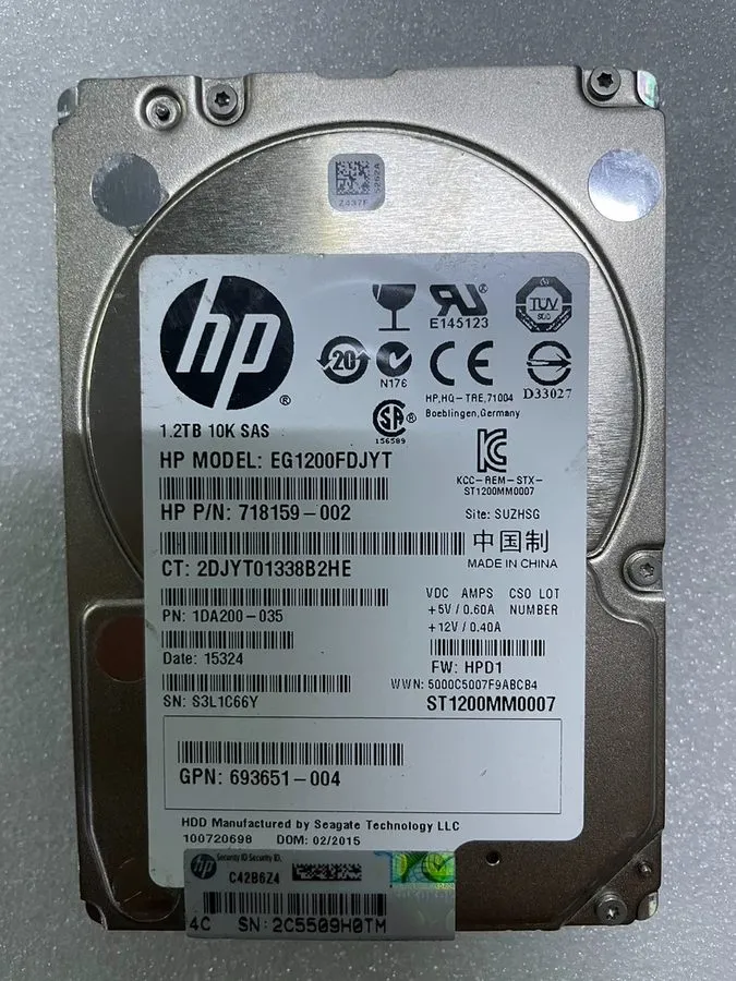 Жёсткий диск HPE EG1200FDJYT HDD 1.2TB SAS 6Gb/s 10K 2.5" 718159-002 Grade A