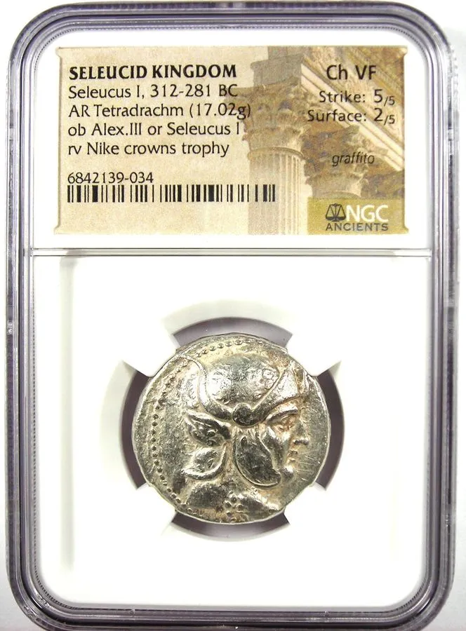Лабораторный прибор Seleucus I AR Tetradrachm Seleucid Silver Coin 312-281 BC NG