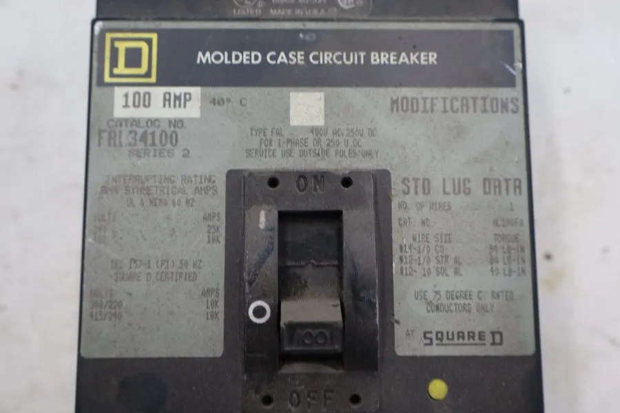 Автоматический выключатель Square D FAL34100 Circuit Breaker 100A 3-Pole 480V AC