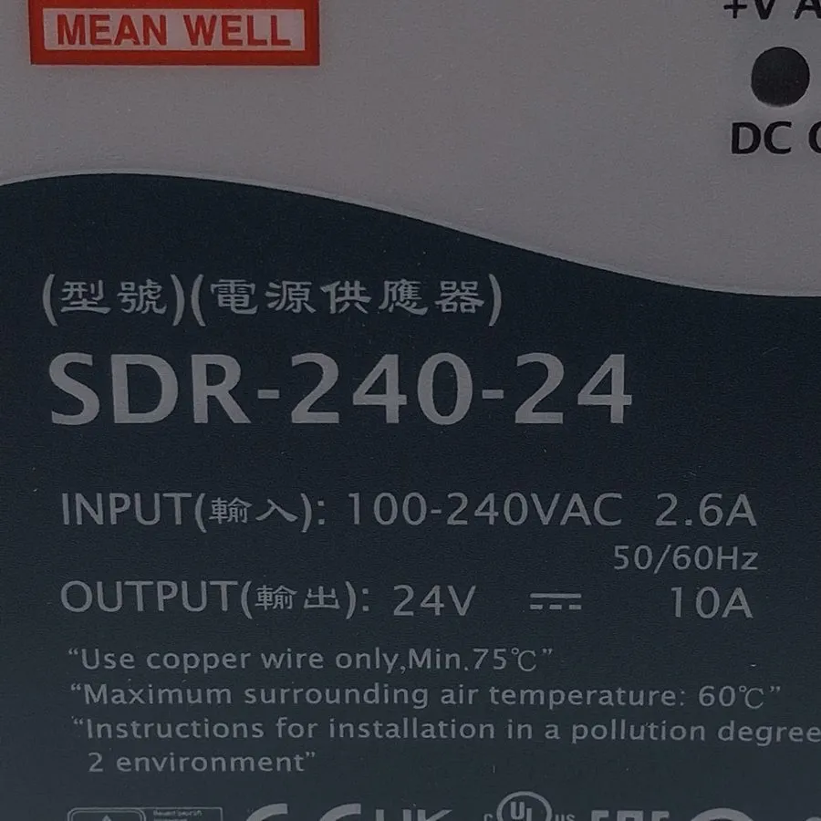 Блок питания MEAN WELL SDR-240-24 AC to DC DIN-Rail Power Supply 240W 24VDC 10A