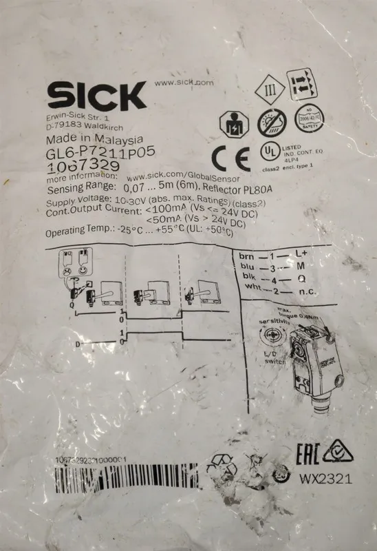 Фотоэлектрический датчик SICK GL6-P7211P05 Photoelectric Sensor CSQ