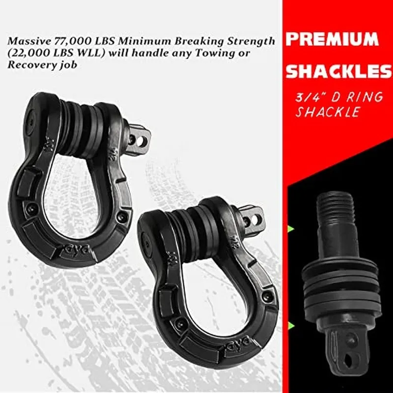 Такелажная скоба Shackles 3/4" D Ring Shackle 77,000Ibs(35T) Break Strength with — фото лота 2