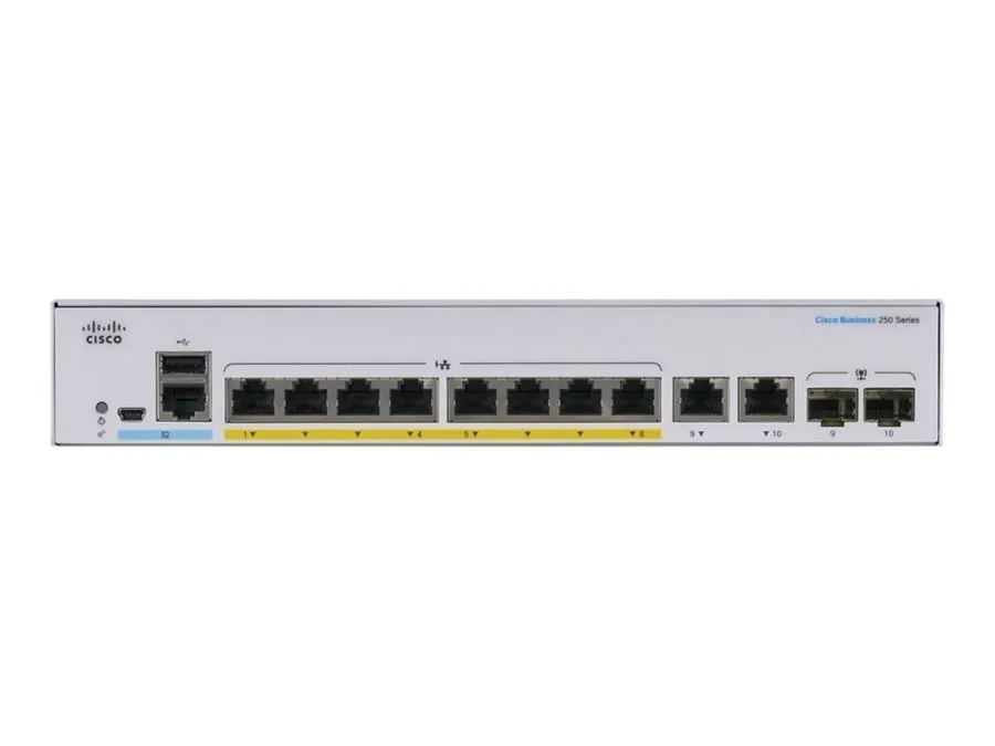 Коммутатор Cisco CBS250-8PP-E-2G-NA Switch