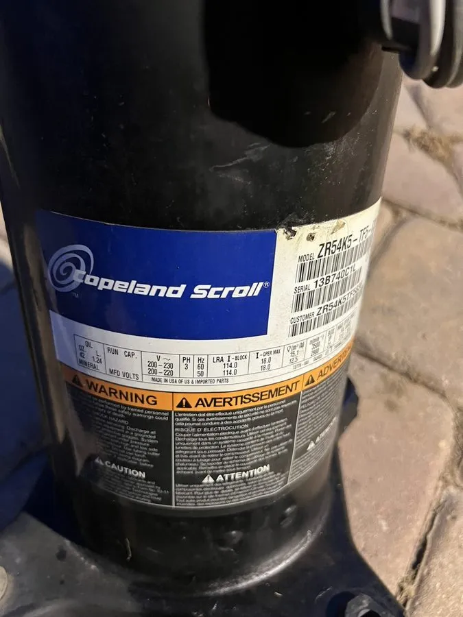 Компрессор COPELAND SCROLL COMPRESSOR model ZR57K3E TF5-830 Year 2019 230v 3 pha