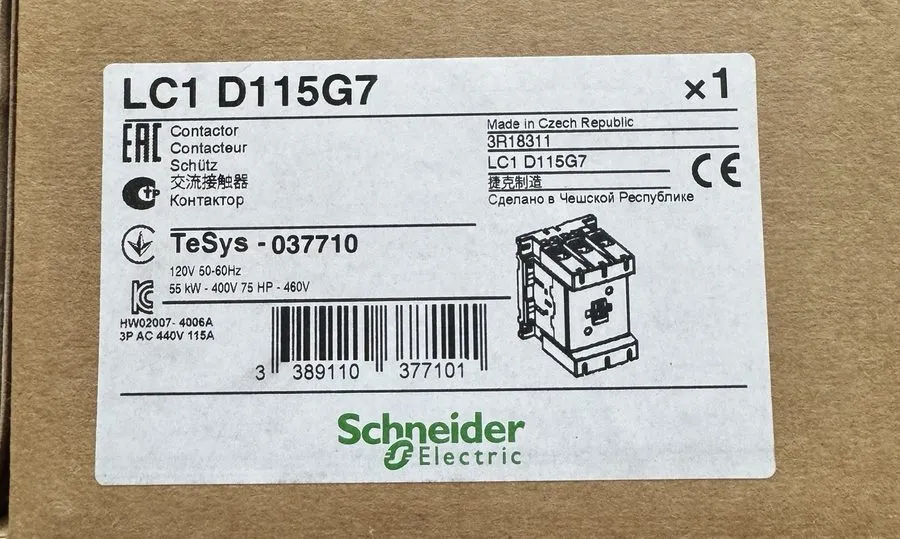 Контактор 1x Schneider Electric LC1D115G7 55kW 75HP TeSys Contactor
