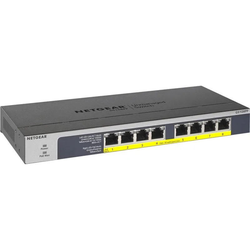 Коммутатор Netgear GS108PP-100NAS 8PORT POE/POE+ GIGABIT ENET UNMANAGED SWITCH
