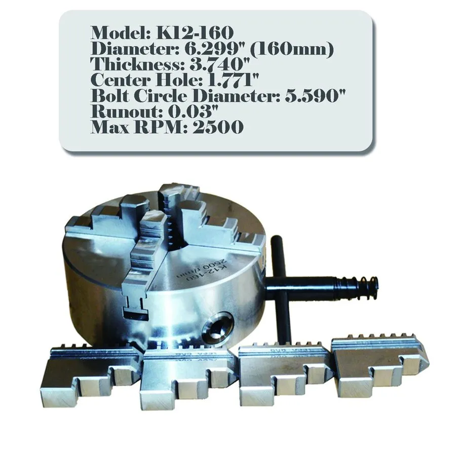 Режущий инструмент 4 Jaw Lathe Chuck 6" Manual Chuck K12-160 Self-centering Lath