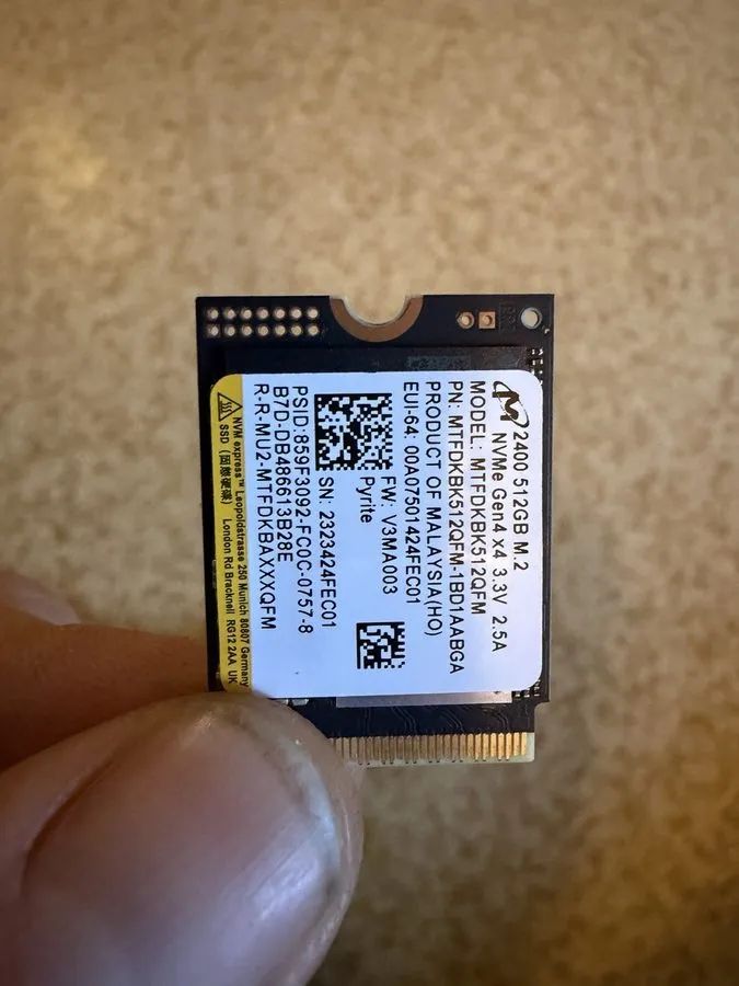 SSD-накопитель Micron 2400 512GB M.2 NVMe PCIe Internal SSD MTFDKBK512QFM Black