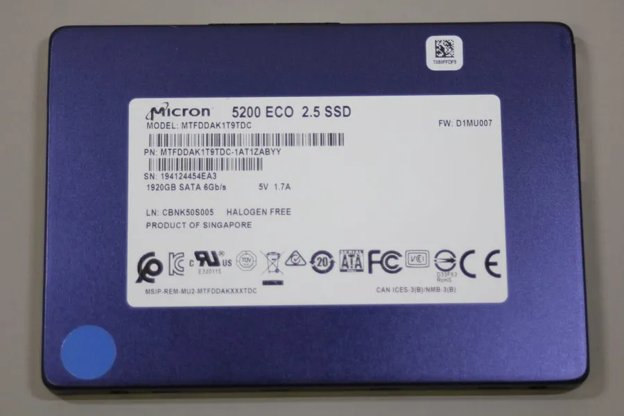 Сервер Micron MTFDDAK1T9TDC 1.92TB SSD SATA 2.5 Server Laptop Desktop PC Hard Dr