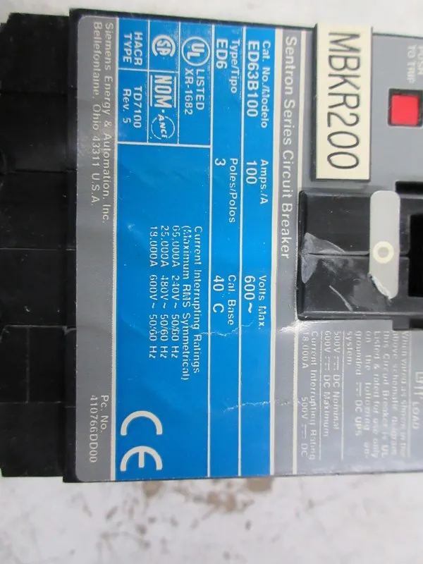 Автоматический выключатель Siemens ED63B100 Sentron Series Circuit Breaker 100A 