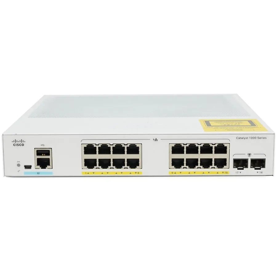 Коммутатор Cisco Catalyst C1000-16FP-2G-L 16-Port Gigabit PoE+ Switch 240W 2 SFP