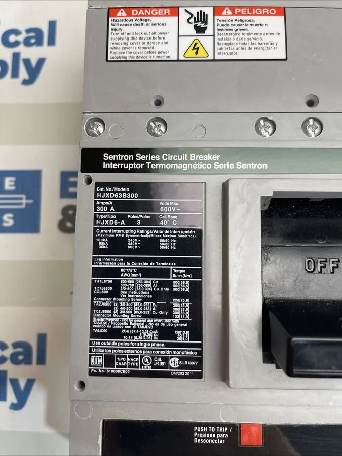 Автоматический выключатель Siemens Sentron Series Circuit Breaker 300A HJXD63B30