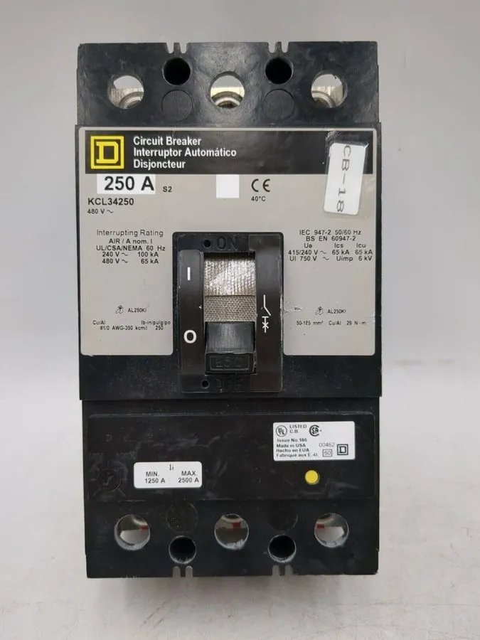 Автоматический выключатель SQUARE D KCL34250 250A 3-POLE 480V CIRCUIT BREAKER PE