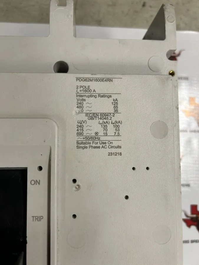 Автоматический выключатель Eaton PDG62M1600E4RN 1600A 2 Pole 65K @ 480V Molded C — фото лота 1