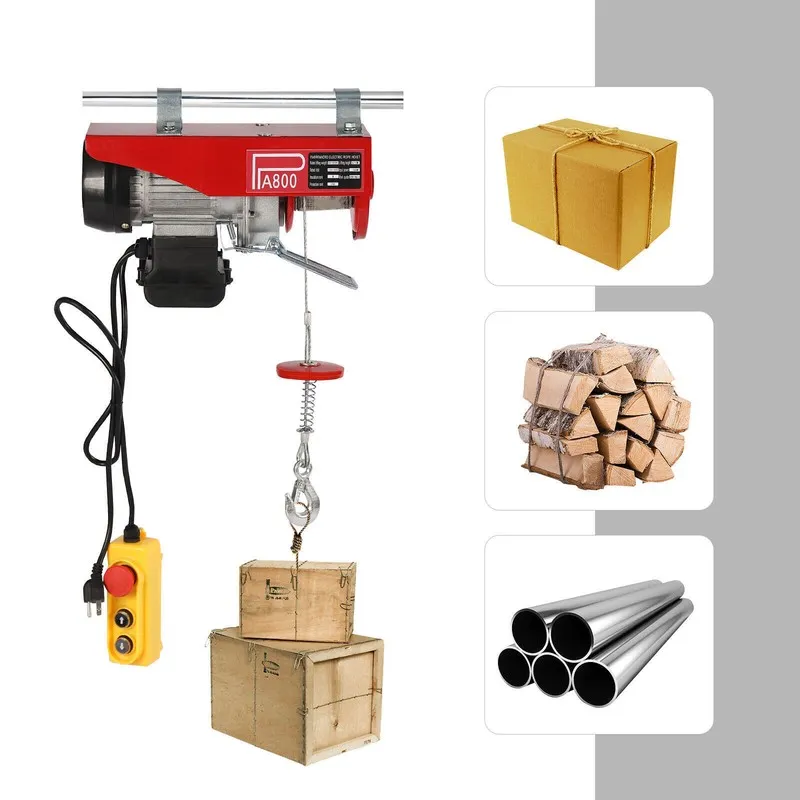 Таль Electric Hoist Winch Lifting Crane Garage Lift Crane+Remote Control 800kg/1 — фото лота 2