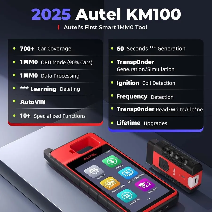 Диагностический сканер 2026 Autel Scanner MaxiIM KM100E Key Fob Programming Tool — фото лота 2