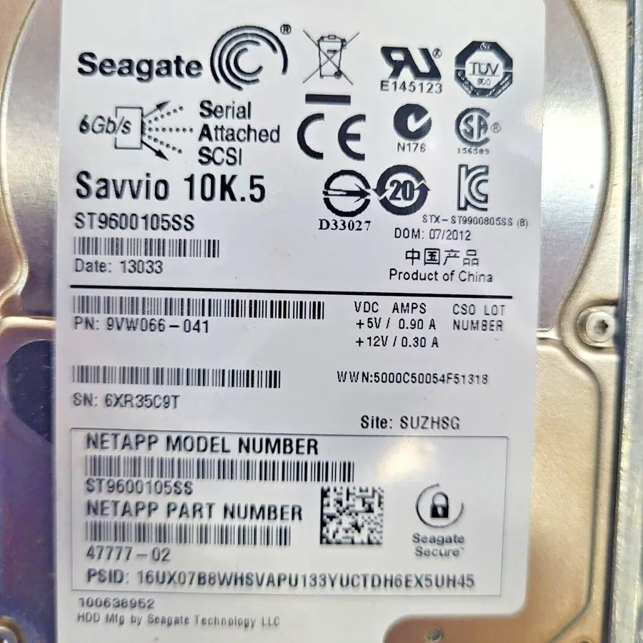 Жёсткий диск NetApp 47777-02 Seagate Savvio 10K.5 2.5" 10K RPM 600GB SAS HDD ST9
