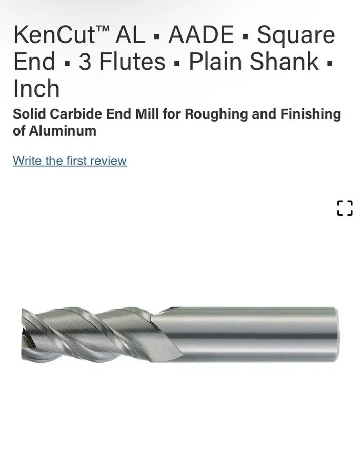 Режущий инструмент Kennametal Carbide Endmill для Aluminum 3658830 Ken Cut Plain — фото лота 1