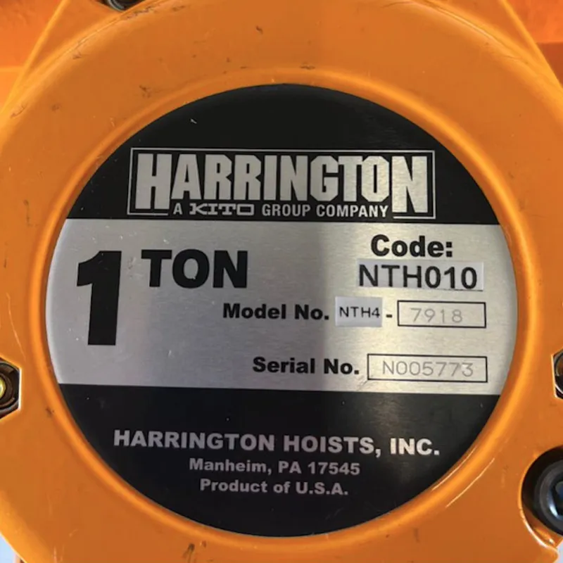 Таль HARRINGTON NTH010-10 Manual Chain Hoist 2000lb Lift Cap 10' Lift