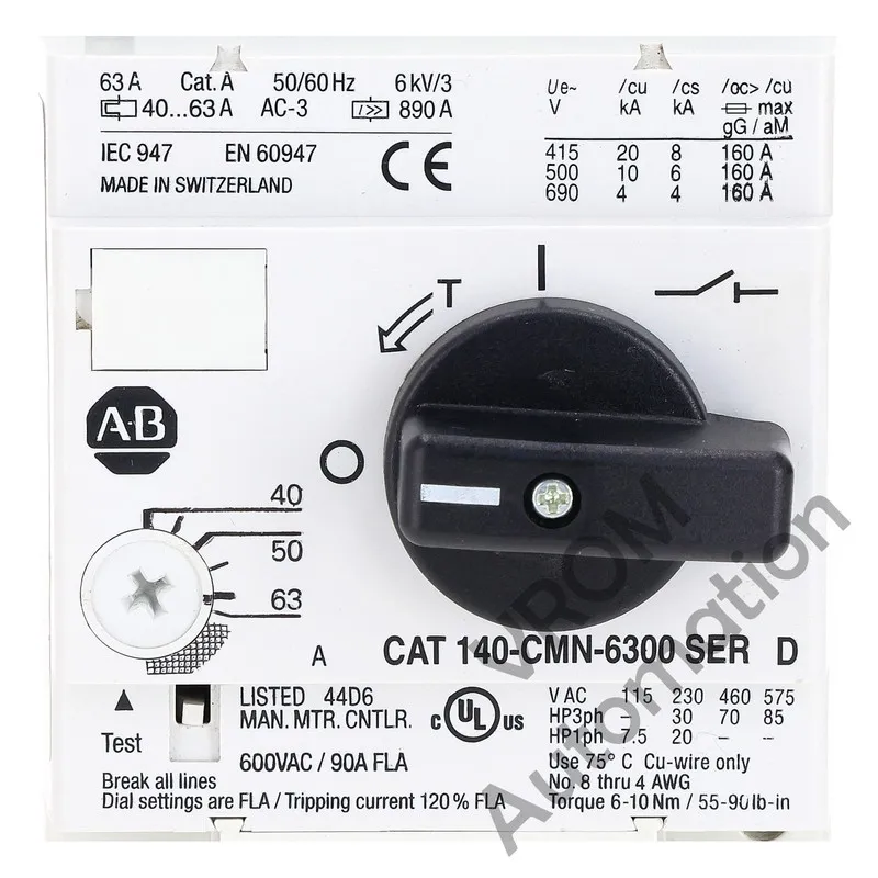 Автоматический выключатель Allen Bradley 140-CMN-6300 C 140-CMN Motor Protection