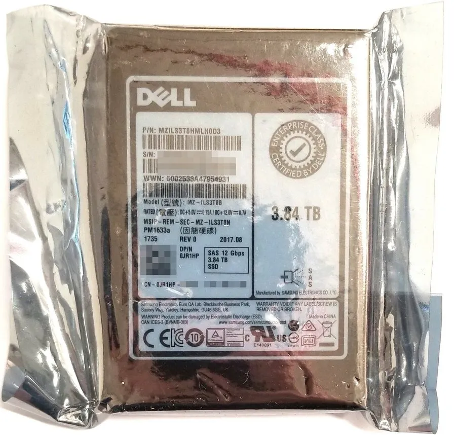 SSD-накопитель 4NMJF Dell Samsung PM1633a 3.84TB SAS 12Gb/s 2.5" SSD MZ-ILS3T8B 