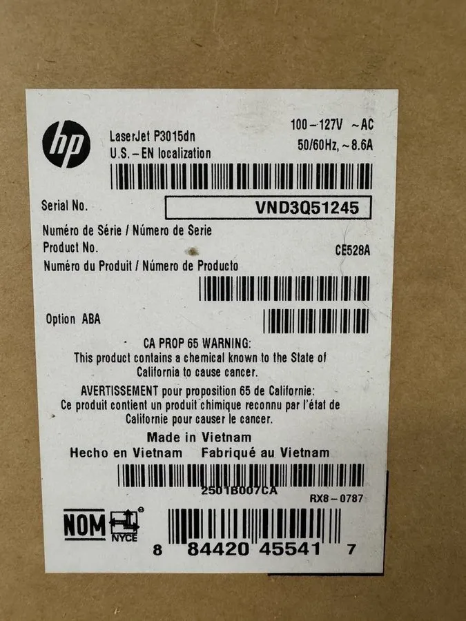 Лазерный принтер HP LaserJet P3015dn CE528A Workgroup Laser Printer TONER INCLUD