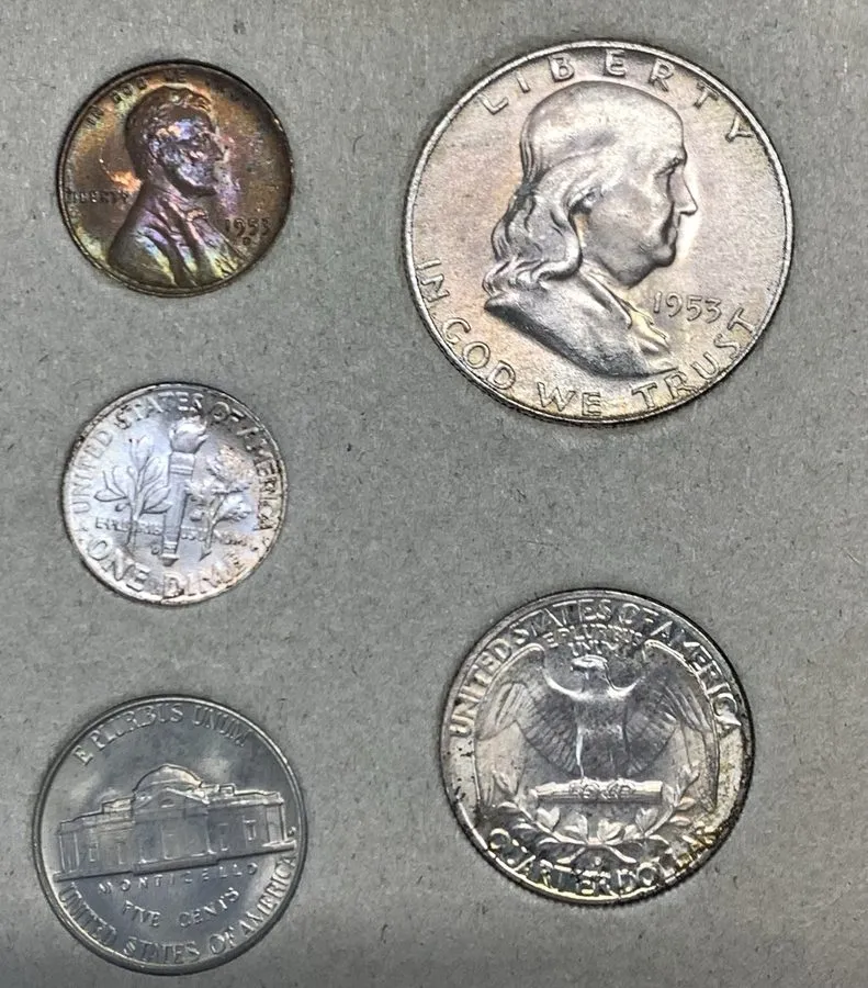 Лабораторный прибор 1953 US UNCIRCULATED P,D,S SETS, Cardboard Holders-15 Coins- — фото лота 2