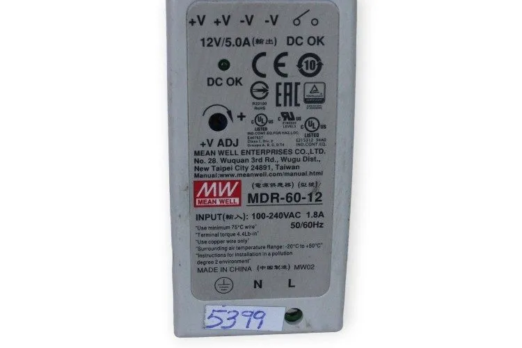 Блок питания Mean Well MDR-60-12 60W 12VDC 5A DIN Rail Switchmode Power Supply