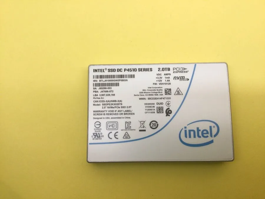 SSD-накопитель Intel P4510 2TB PCIe Gen3 x4 NVMe U.2 2.5" Enterprise SSD SSDPE2K