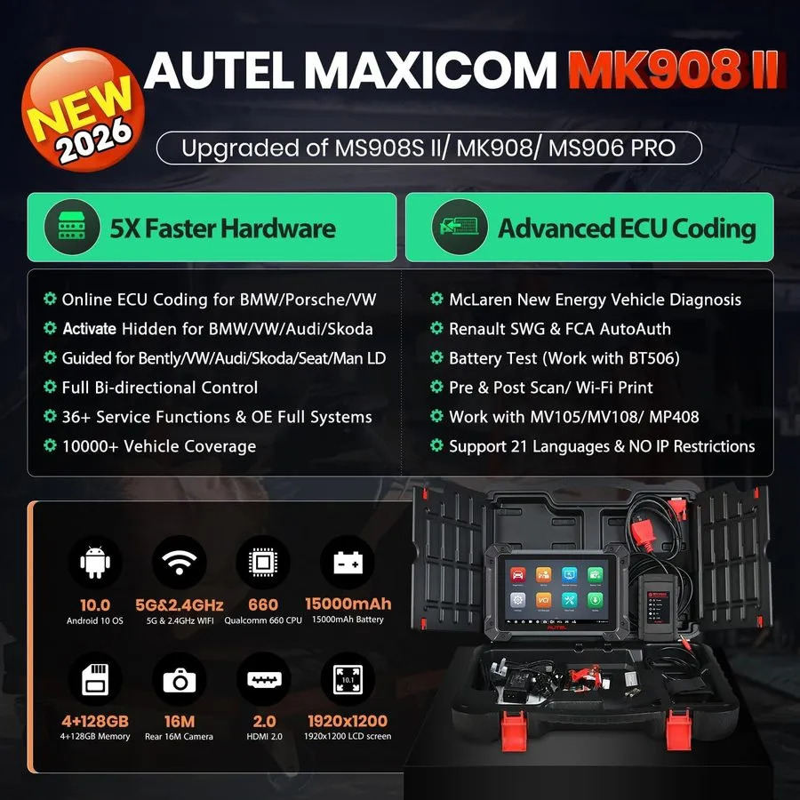Диагностический сканер Autel MaxiSys MK908 II Elite ECU Coding Diagnostic Scanne