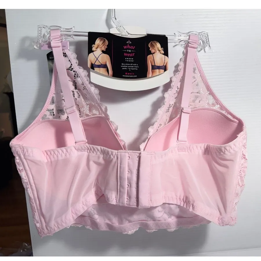 СХД Maidenform DM1188 Wireless Lace Longline Bra 36D Pink BBU NWT Convertible — фото лота 1