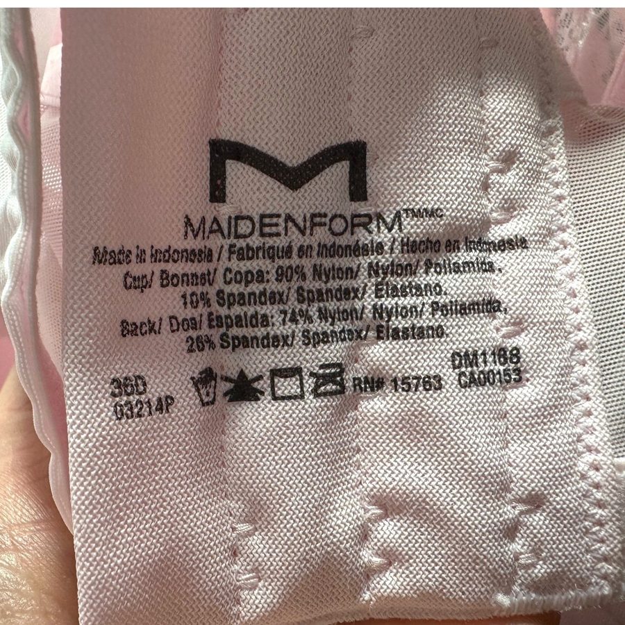 СХД Maidenform DM1188 Wireless Lace Longline Bra 36D Pink BBU NWT Convertible — фото лота 2