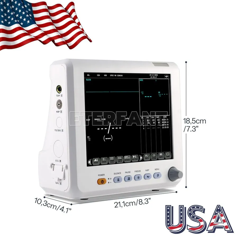 Датчик SpO2 Portable 8" Patient Monitor ICU CCU Vital Sign — фото лота 4