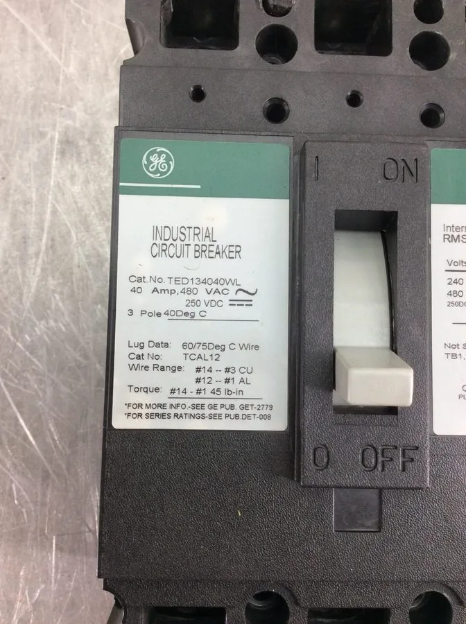 Автоматический выключатель General Electric GE TED134040WL 3p 40a 480v Circuit B