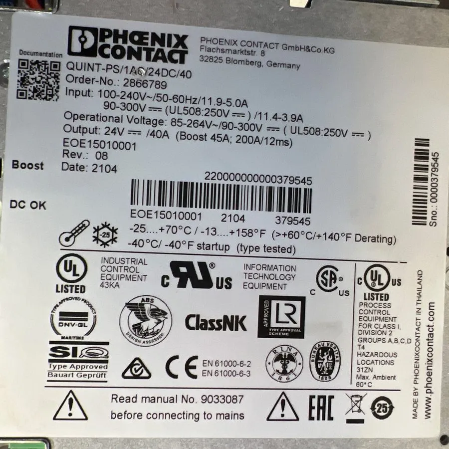 Блок питания Phoenix 2866789 QUINT-PS/1AC/24DC/40 Switching Power Supply