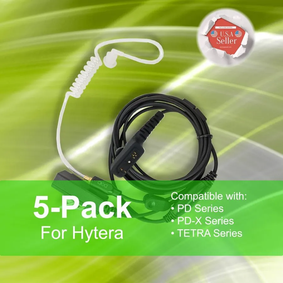 Гарнитура 5x Acoustic (2-Wire) Tube PTT Earpiece для Hytera Radios PD700 PT560 P