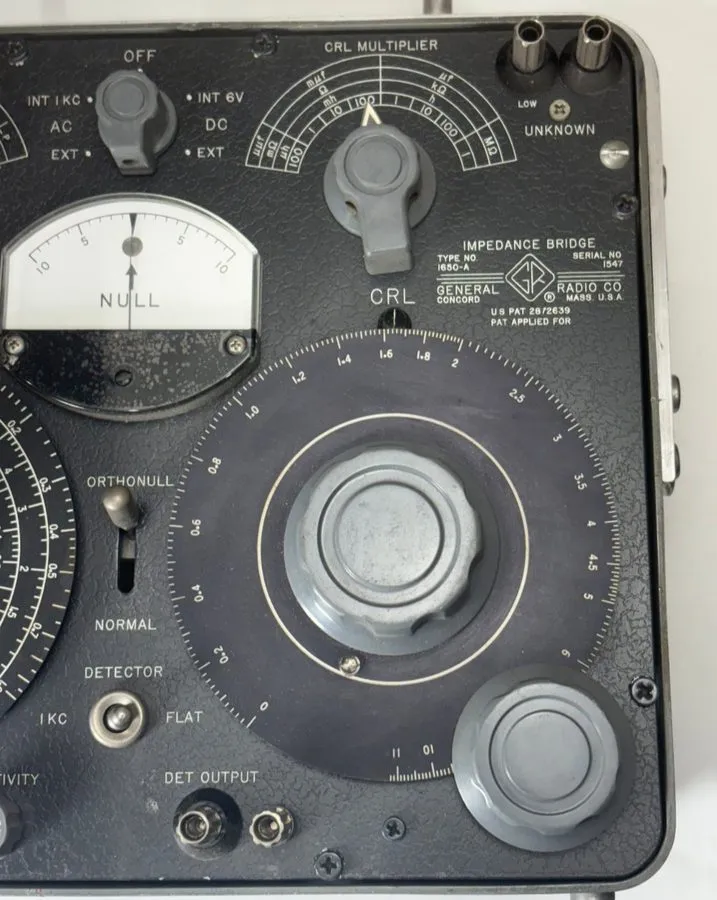 Тестер Vintage General Radio Co 1650-A Impedance Bridge LCR Meter Pat 2826392 Ge — фото лота 1
