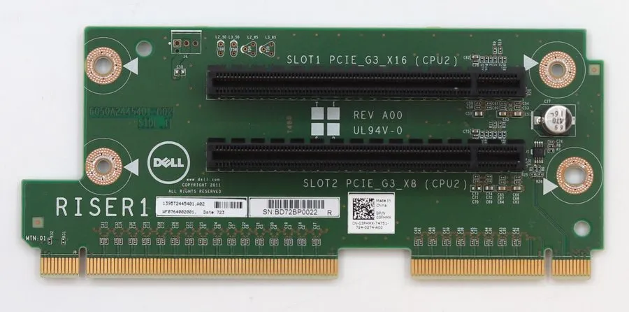 Райзер-плата Dell PowerEdge R820 Server Dual-Slot PCIe Riser Card Dell P/N: 03FH — фото лота 1