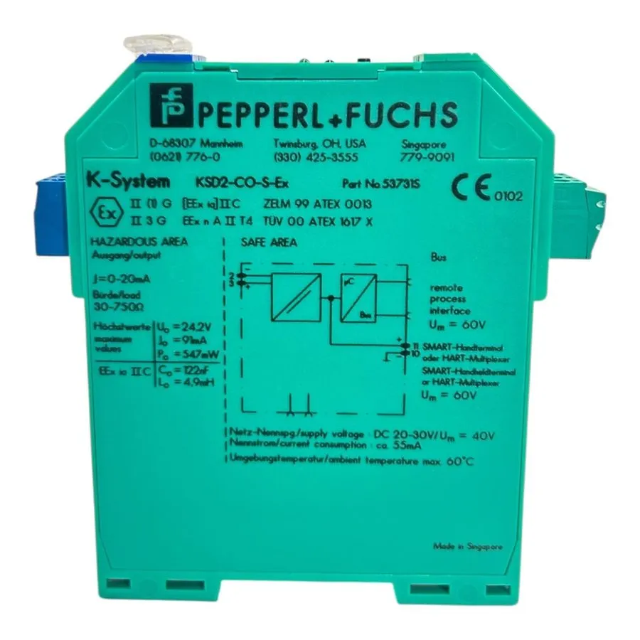 Датчик Pepperl+Fuchs Output Isolator KSD2-CO-S-Ex 53731S DC20-30V/Um=40 Approx. 