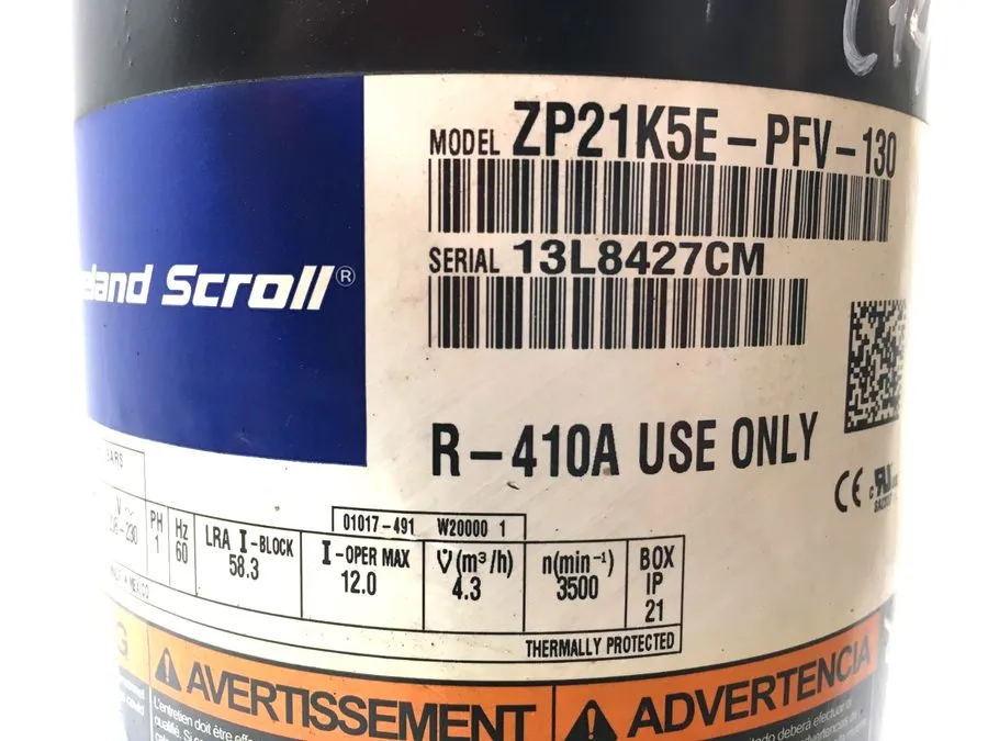 Компрессор Copeland ZP21K5E-PFV-130 Scroll Compressor R410A 208/230V 1 PH #A1-10