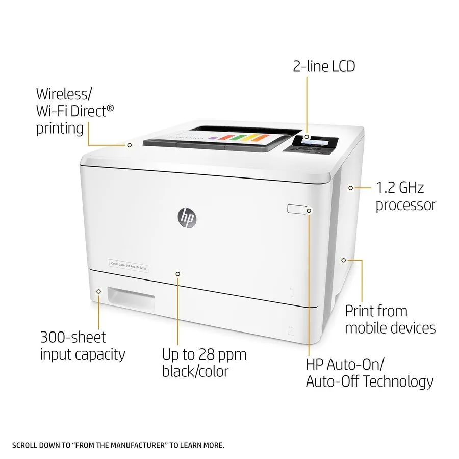Лазерный принтер HP LaserJet Pro M452NW Laser Printer Parts ONLY Probably Bad Fu