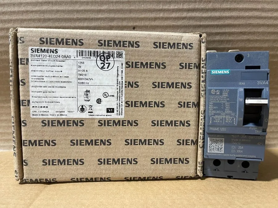 Автоматический выключатель Siemens 3VA4120-4ED24-0AA0 2 Pole 20 Amp 480V Circuit