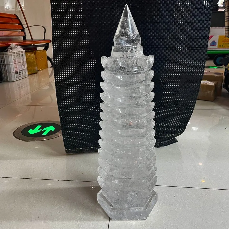 Лабораторный прибор 30.8LB TOP! Natural clear Quartz tall Wenchang tower carved 