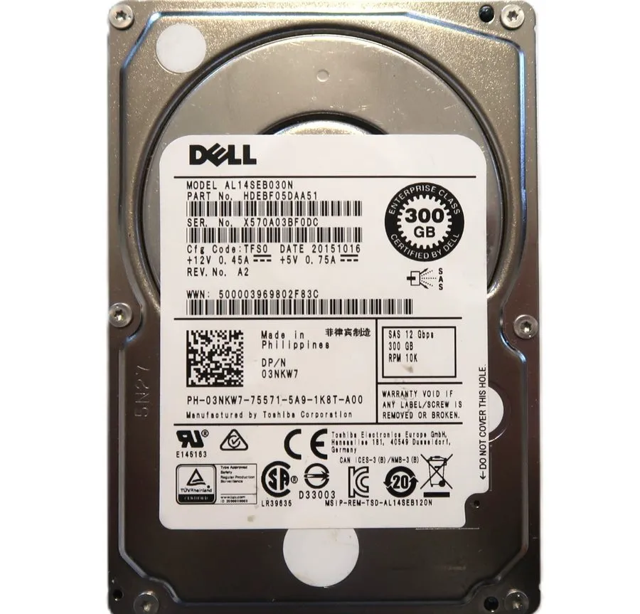 Жёсткий диск Toshiba 300GB 10K 2.5" 12Gb/s SAS Hard Drive HDD AL14SEB030N HDEBF0