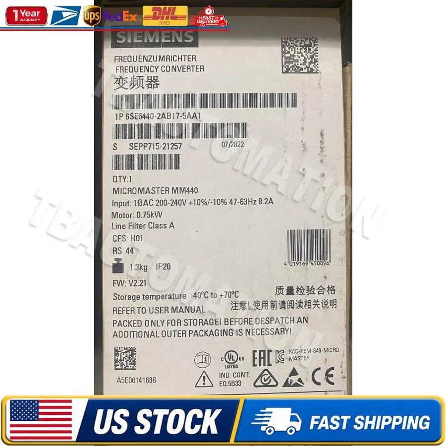 Частотный преобразователь Siemens 6SE6440-2AB17-5AA1 MICROMASTER440 without filt