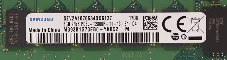 Модуль памяти Samsung 8GB 2Rx8 PC3L-12800R-11-13-B1-D4 ECC REG Server RAM M393B1