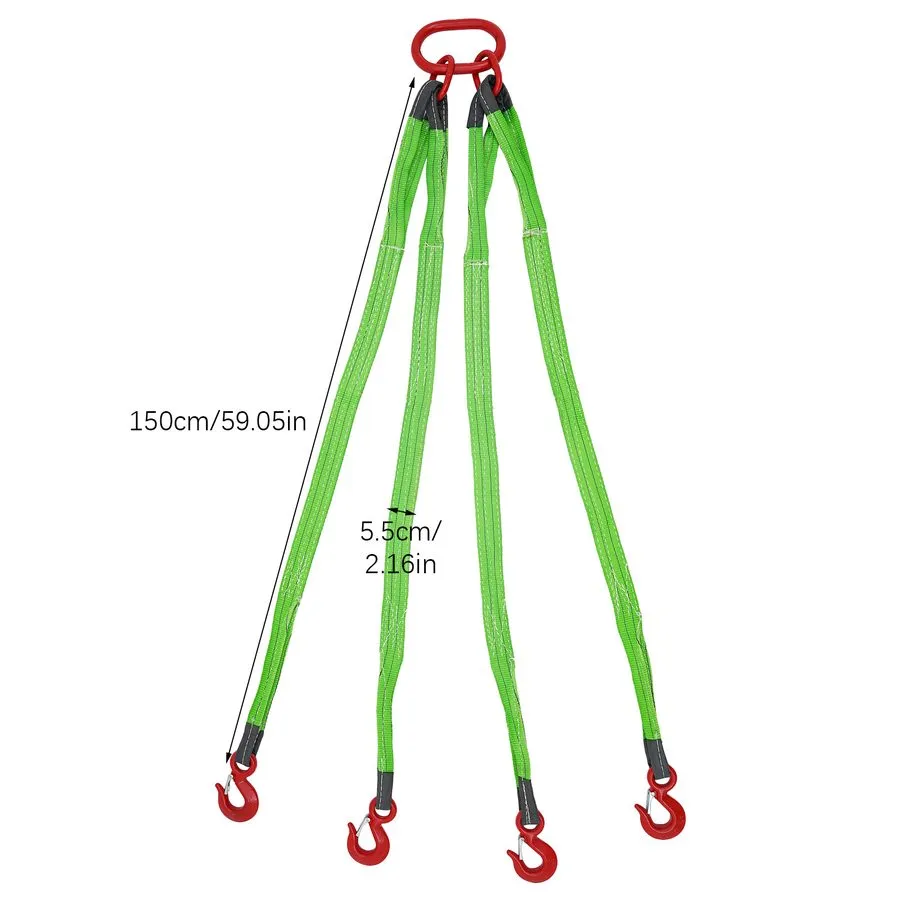 Строп 6T/13227 lbs 4.92ft 2.17in Chain Sling Polyester Lifting Sling with 4 Hook — фото лота 1