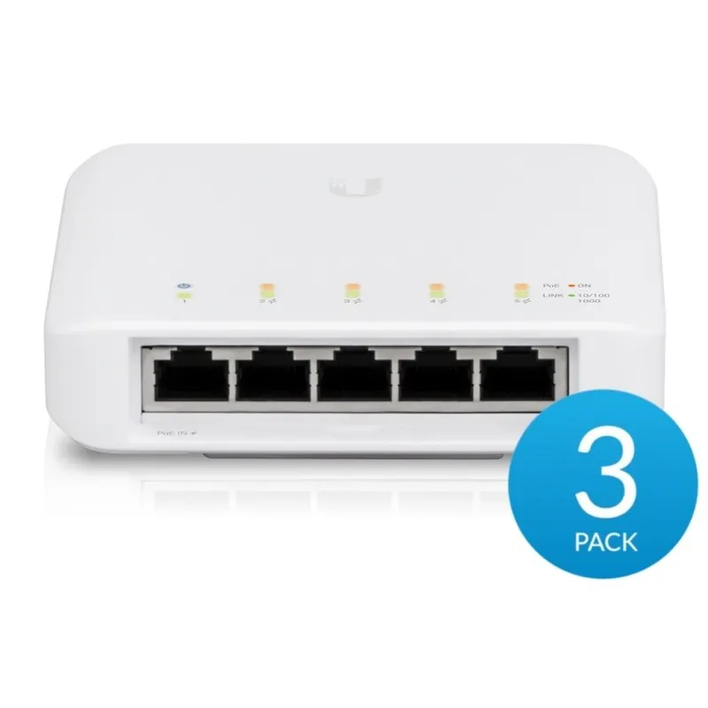 Коммутатор Ubiquiti Flex, 5-port Layer 2 PoE Switch, 3-pack (USW-Flex-3 (46W))